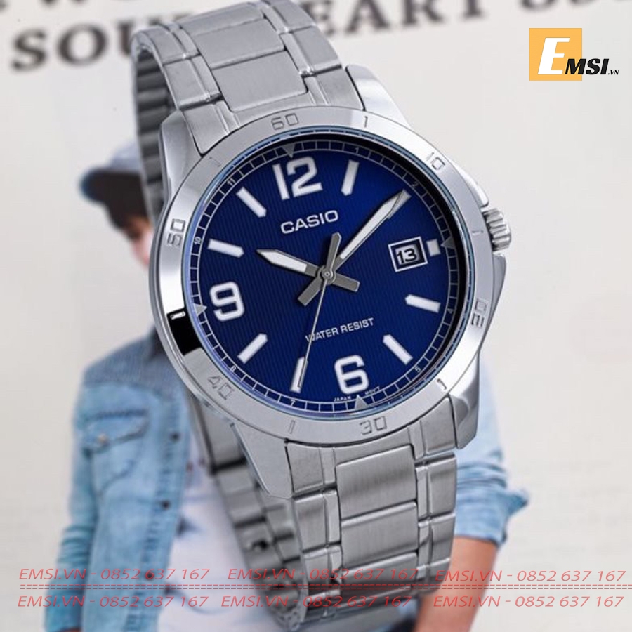 Casio Đôi MTP-V004D-2B & LTP-V004D-2B dây đeo thép không gỉ EMSI.VN