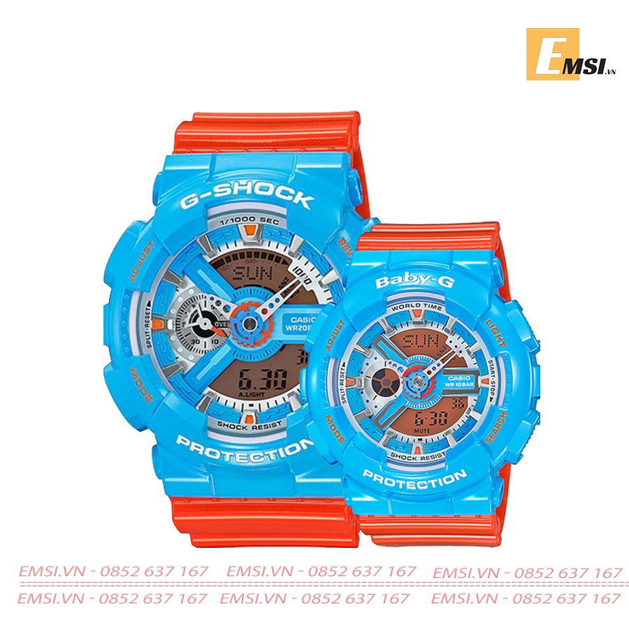 Đồng Hồ Cặp Đôi Casio G-Shock & Baby-G GA-110NC-2ADR & BA-110NC-2ADR Size mặt Nam 51,2mm, Size mặt nữ 43,4mm EMSI.VN