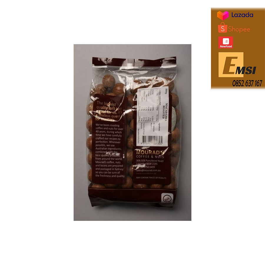 Hạt macca sấy khô nguyên vỏ Mourad’s 500g của Úc