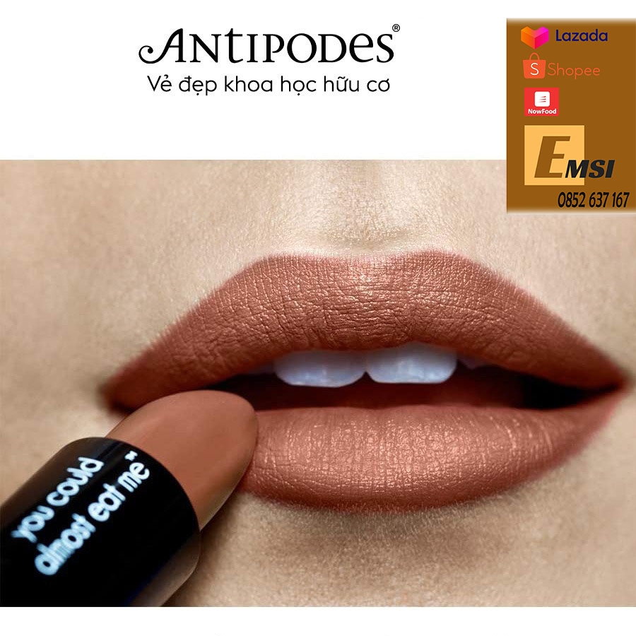 Antipodes Son Môi Thiên Nhiên Màu #3 Nâu Socola Antipodes Lipstick Queenstown Hot Chocolate 415 4g