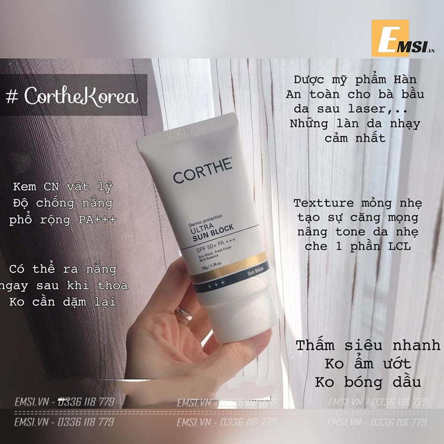 Kem chống nắng 𝐂𝐎𝐑𝐓𝐇𝐄 - 𝐒𝐏𝐅 50+ 𝐏𝐀 +++