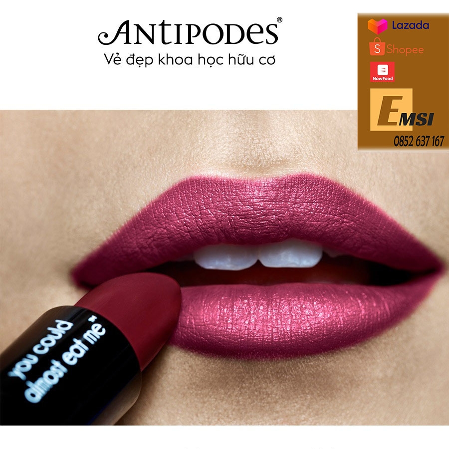 Antipodes Son Môi Thiên Nhiên Màu #13 Tím Hồng Antipodes Lipstick Oriental Bay Plum 400 4g