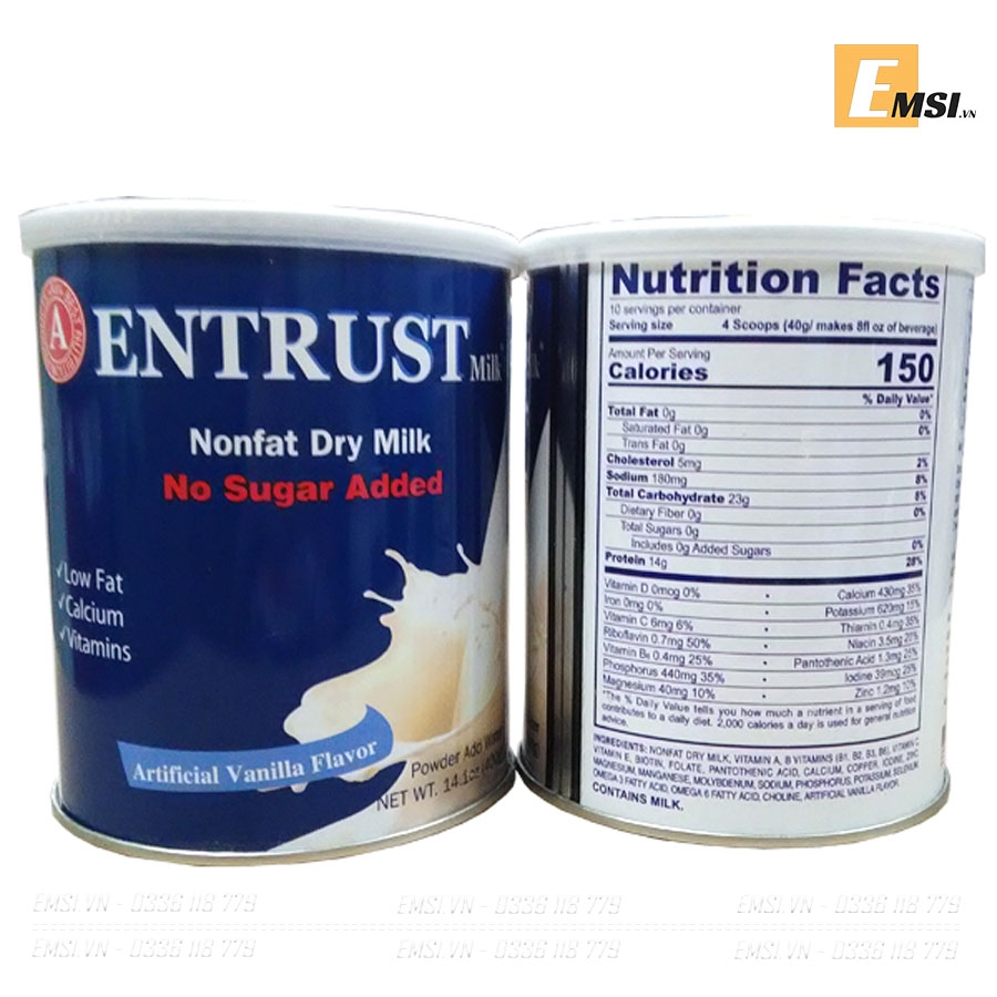 Sữa Entrust 400g cho người tiểu đường của Mỹ