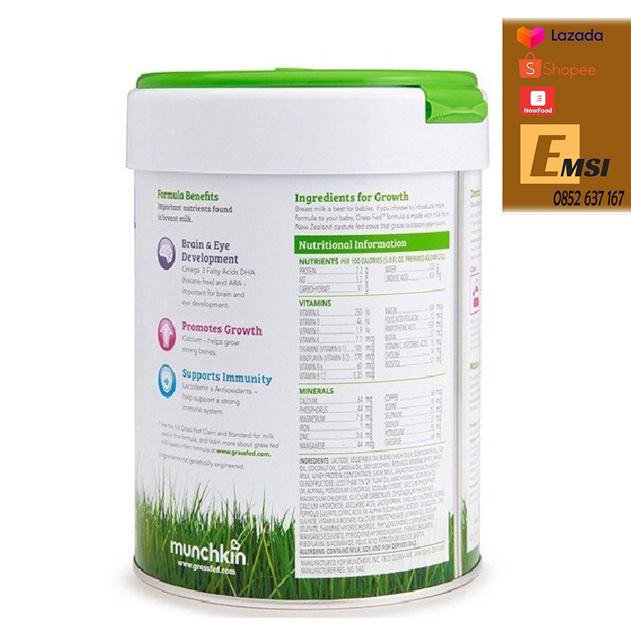 Sữa MUNCHKIN GRASS FED số 3 dành cho bé từ 12 tháng - 36 tháng
