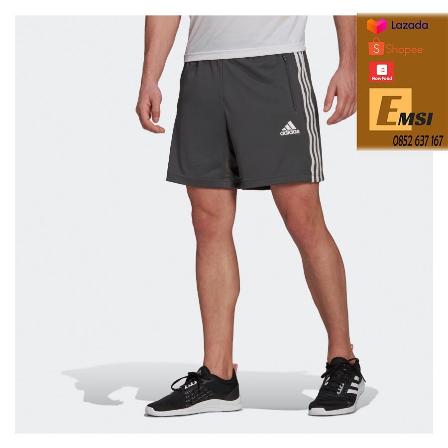 Quần adidas Designed 2 Move 3-Stripes Primeblue Shorts Men's (Grey Six / White)