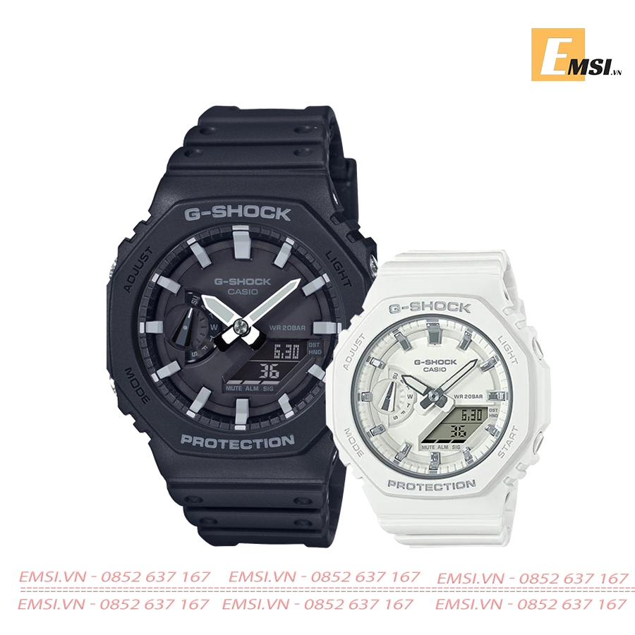 Đồng Hồ Casio Cặp Đôi G-Shock GA-2100-1ADF & GMA-S2100-7ADR Size mặt 45.4mm & 42.9mm EMSI.VN