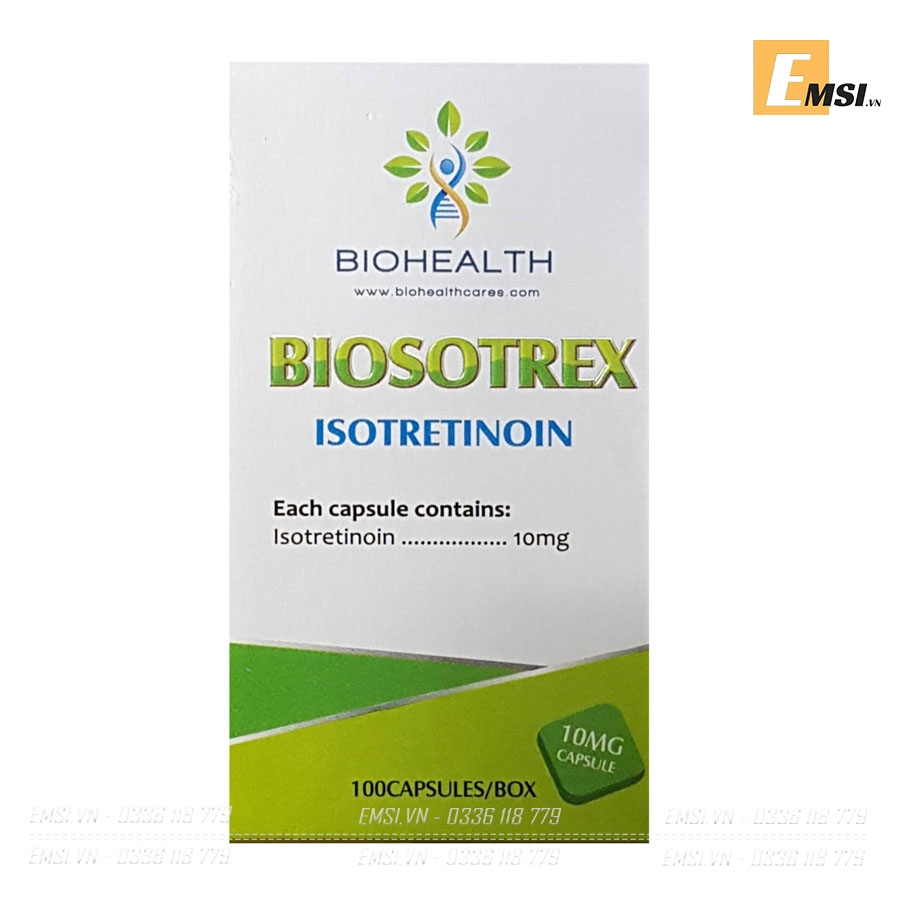 Viên Uống Đặc Trị Mụn Biosotrex Isotretinoin Biohealth 100V