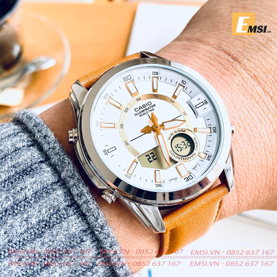Casio AMW-810L-5AVDF - Đồng Hồ Nam - Pin/Quartz - Size Mặt 46.6mm - Kính Khoáng EMSI.VN