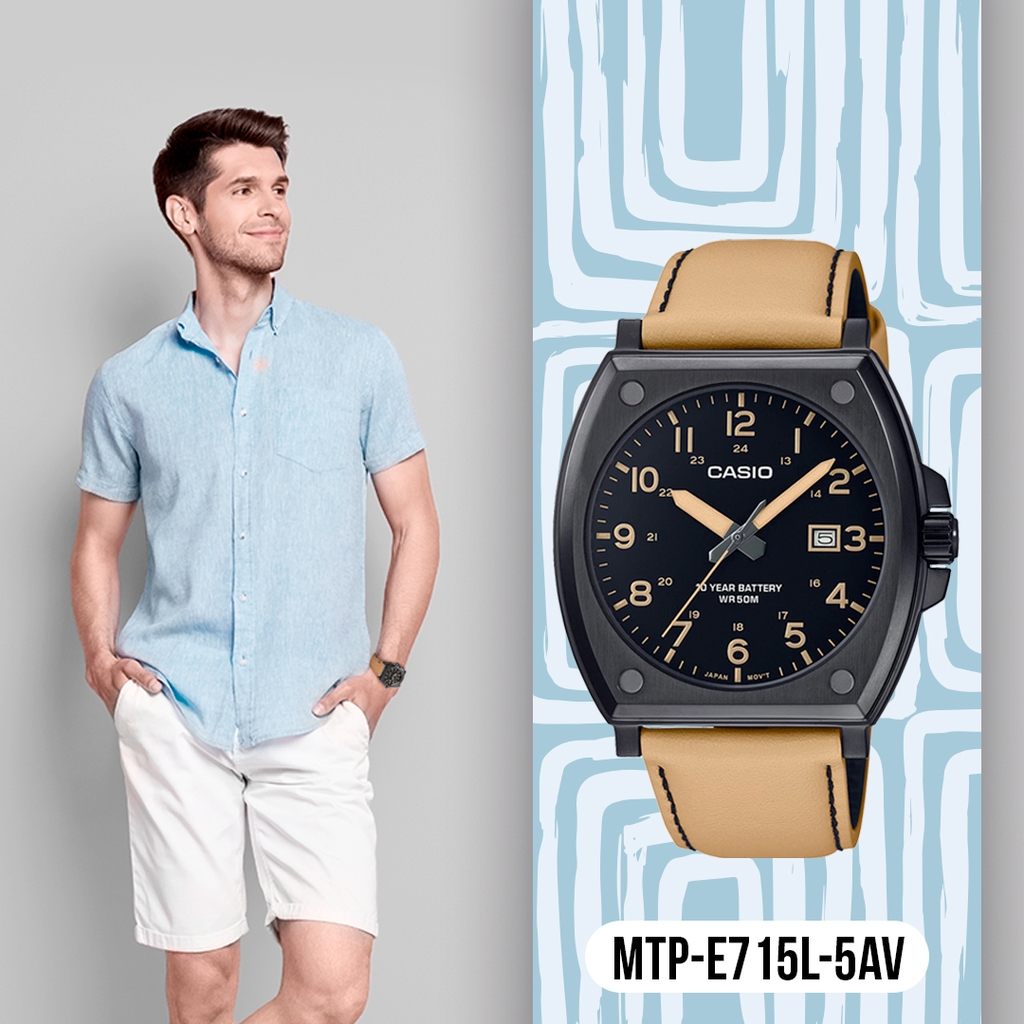 MTP-E715L-5AV | Đồng Hồ Casio | Nam | Dây Da | 3 Kim - Emsi.vn