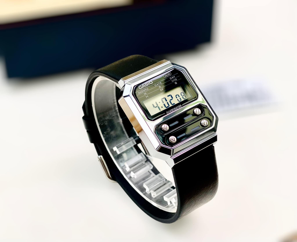 A100WEL-1A | Đồng Hồ Casio | Vintage | Dây Da | Mặt Chữ Nhật Cổ Điển | Chống Nước -  32.5mm