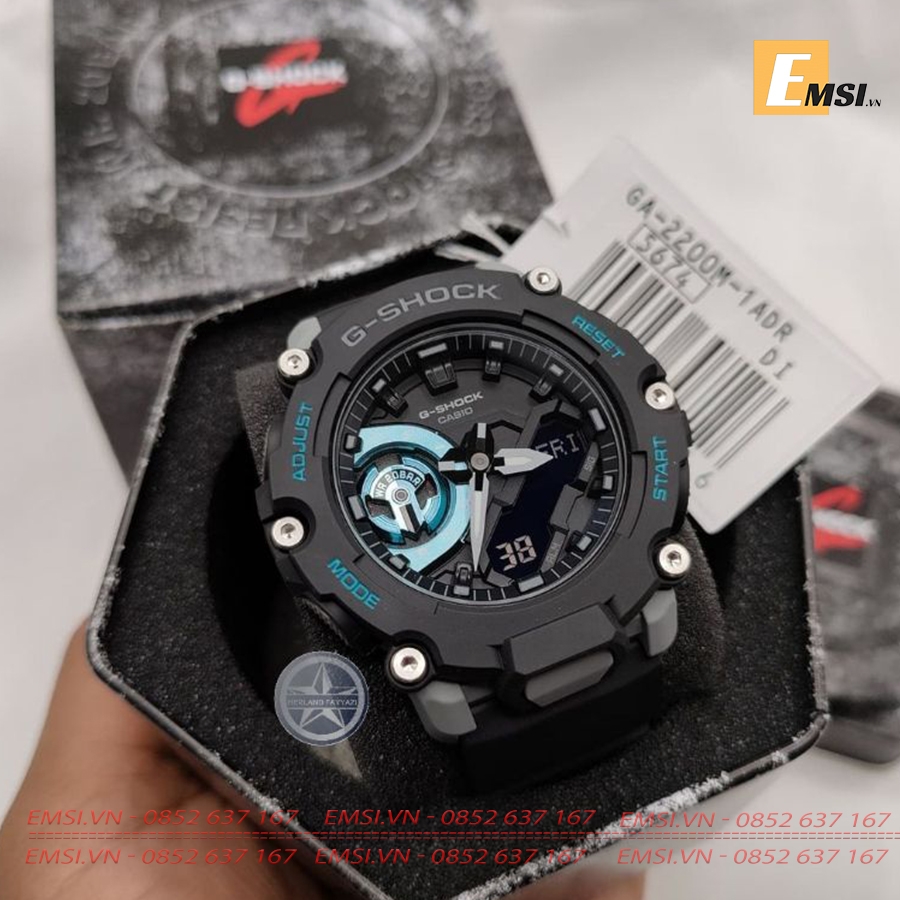 GA-2200M-1ADR | Đồng Hồ Casio | G-Shock | Nam | Dây Nhựa | Cấu Trúc Carbon | Wr20Bar - Emsi.vn