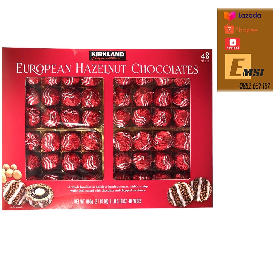 Socola bọc hạt phỉ Kirkland European Hazelnut Chocolates 48 viên