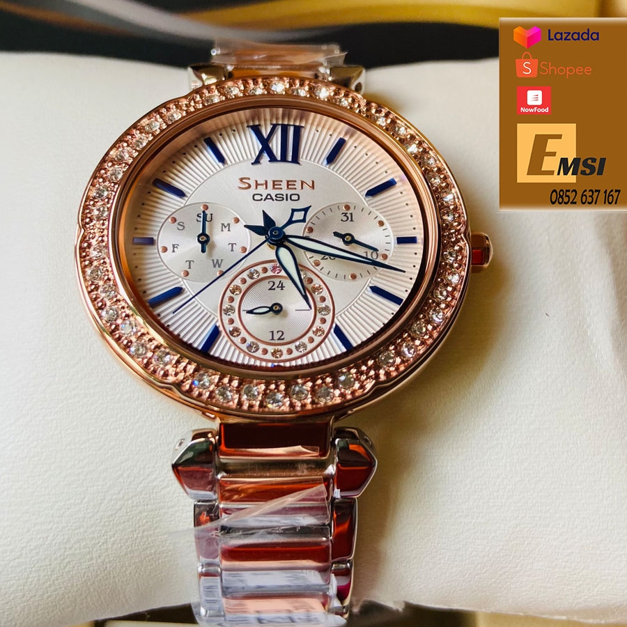 Casio Sheen SHE-3061SPG-7BUDF - Đồng hồ nữ - Pin / Quartz - Size mặt 36mm - Kính khoáng - Bảo Hành 5 Năm - Chính Hãng