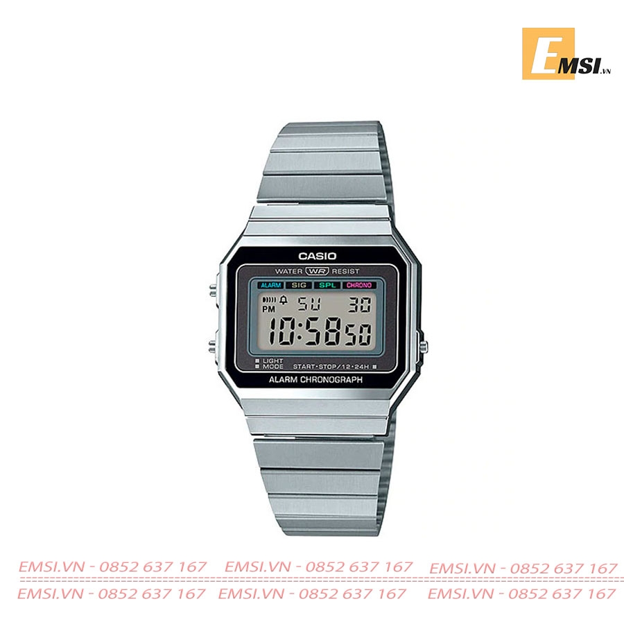 Casio A700W-1ADF - Đồng Hồ Unisex - Điện Tử - Kính Khoáng - Size Mặt 35.5mm EMSI.VN
