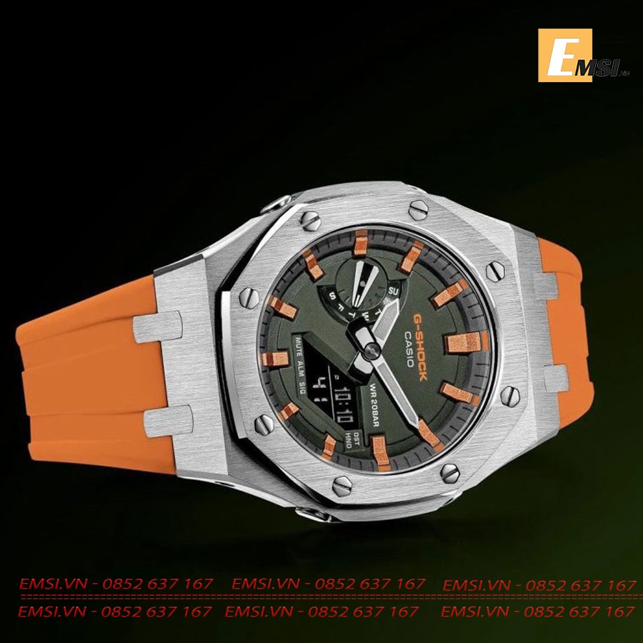 Đồng hồ Nam G-Shock GA-2100HC-4A – Custom AP Royal Oak Green Orange Special – 20ATM EMSI.VN