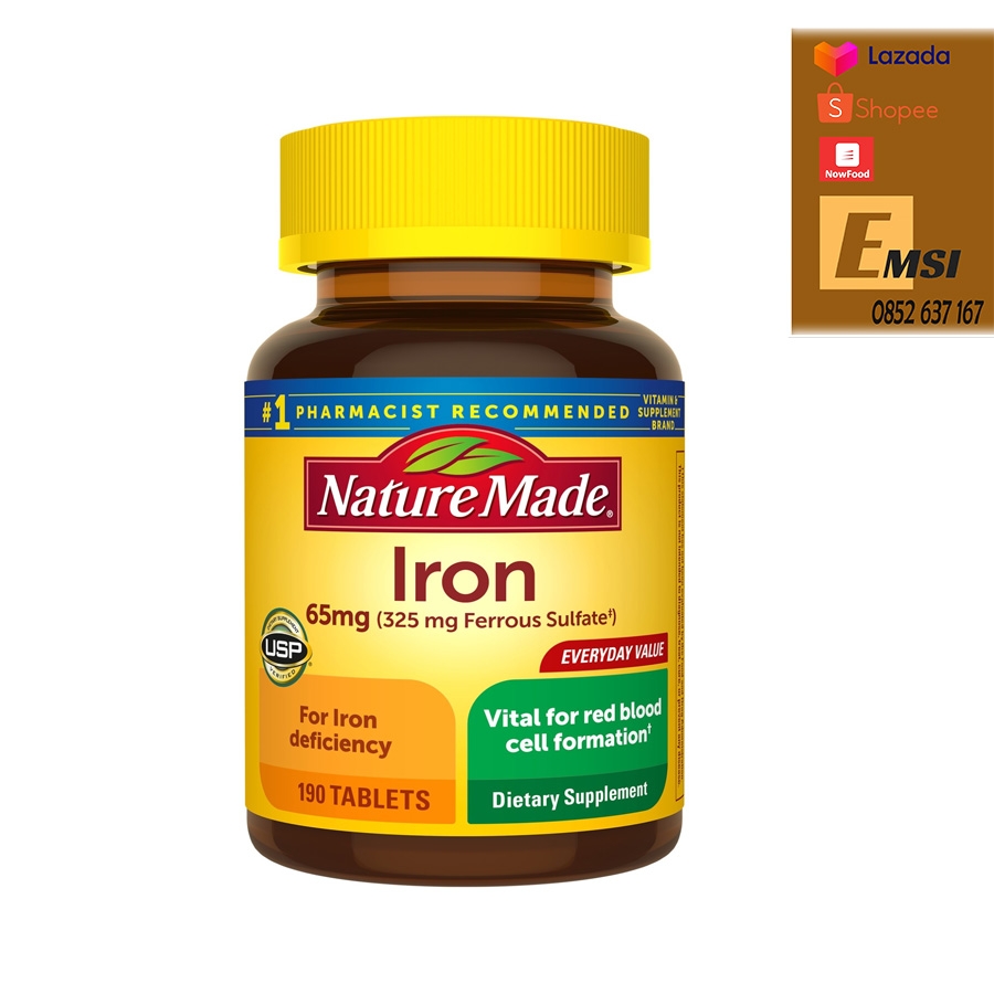 Nature Made Viên Uống Bổ Sung Sắt 65mg Iron 365 Viên