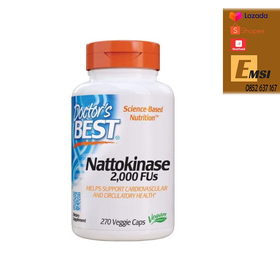 Viên uống ngăn ngừa và hỗ trợ sau tai biến Doctor’s Best Nattokinase 270 viên của Mỹ