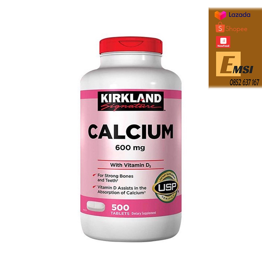 Kirkland Viên Uống Hỗ Trợ Bổ Sung Canxi 600mg & Vitamin D3 Calcium 500 Viên