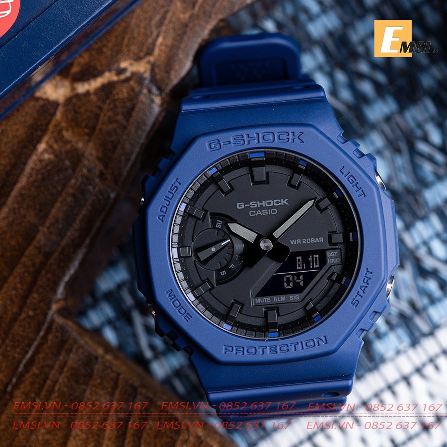 GA-2100-2A | Đồng Hồ Casio | G-Shock | Nam | Dây Nhựa Màu Xanh | Chống Nước WR20BAR