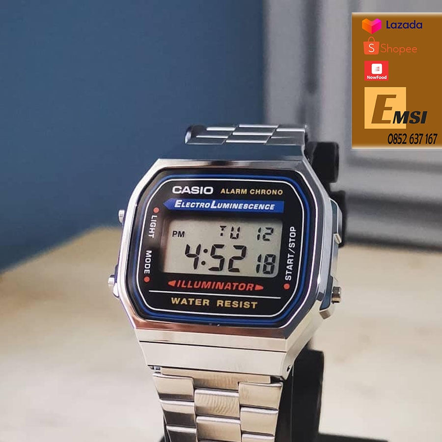 Casio A168WA-1DF - Đồng Hồ Nam - Điện Tử - Kính Nhựa - Size Mặt 36mm - Bảo Hành 5 Năm - Chính Hãng