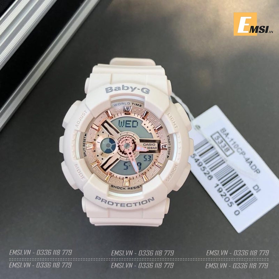 Đồng hồ Nữ Casio Baby-G BA-110CP-4ADR | Baby G | Dây Nhựa | Mặt Mạ Vàng Hồng