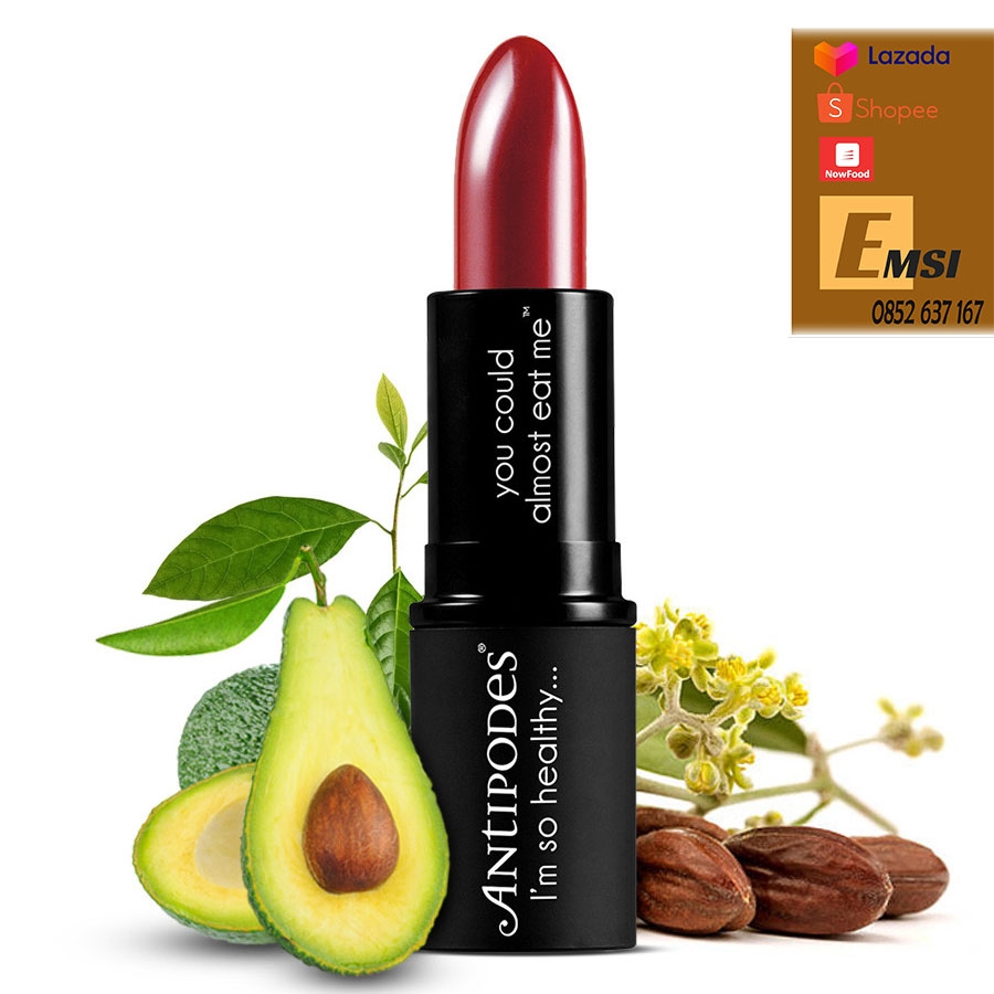 Antipodes Son Môi Thiên Nhiên Màu #13 Tím Hồng Antipodes Lipstick Oriental Bay Plum 400 4g