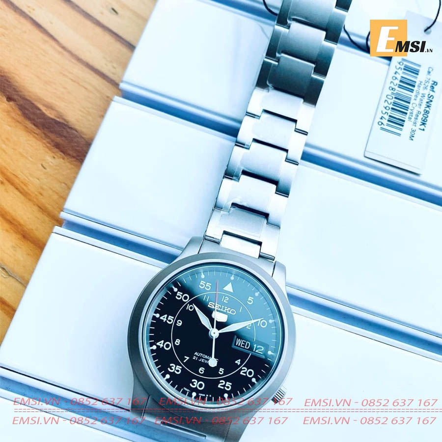 Seiko SNK809K1 - Đồng Hồ Nam - Máy Cơ / Automatic - Size Mặt 37mm - Hardlex Crystal EMSI.VN