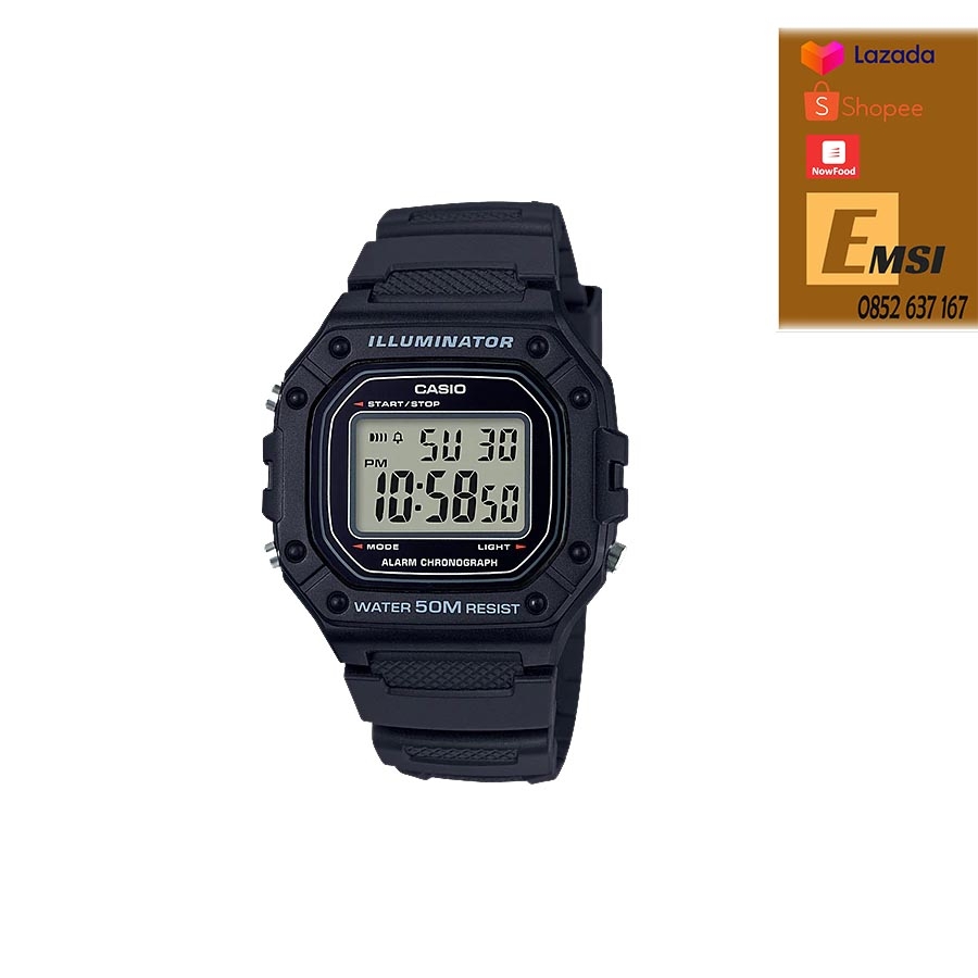 Đồng hồ CASIO 43 mm Nam W-218H-1AVDF - Dây Nhựa Casio Standard - Emsi.vn