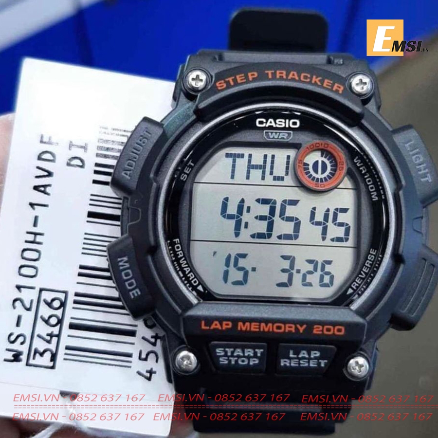 Casio WS-2100H-1A - Đồng Hồ Nam - Điện Tử - Kính Nhựa - Size Mặt 48mm EMSI.VN