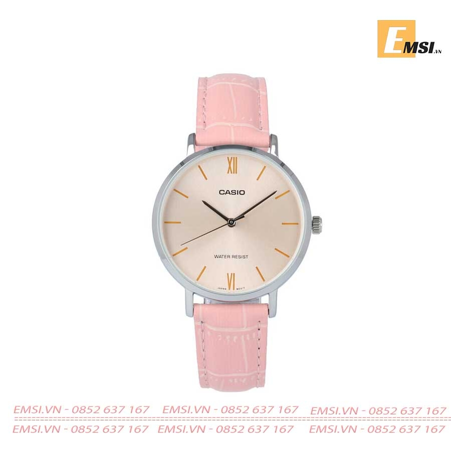 Đồng Hồ Casio Nữ LTP-VT01L-4BUDF Dây Da Màu Hồng - Chính Hãng