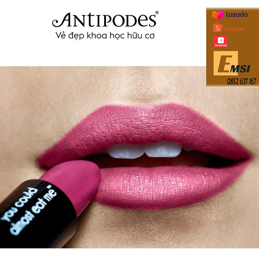 Antipodes Son Môi Thiên Nhiên Màu #9 Hồng Tươi Antipodes Lipstick Dragon Fruit Pink 332 4g