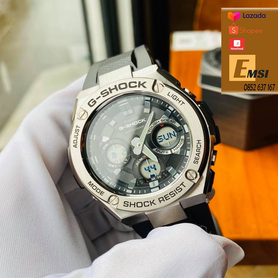 G-SHOCK GST-S110-1ADR – NAM – TOUGH SOLAR (NĂNG LƯỢNG ÁNH SÁNG) – DÂY CAO SU