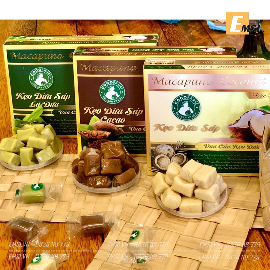 Đặc sản: Kẹo dừa sáp đủ vị thượng hạng hộp 500gr - Đặc sản Bến Tre
