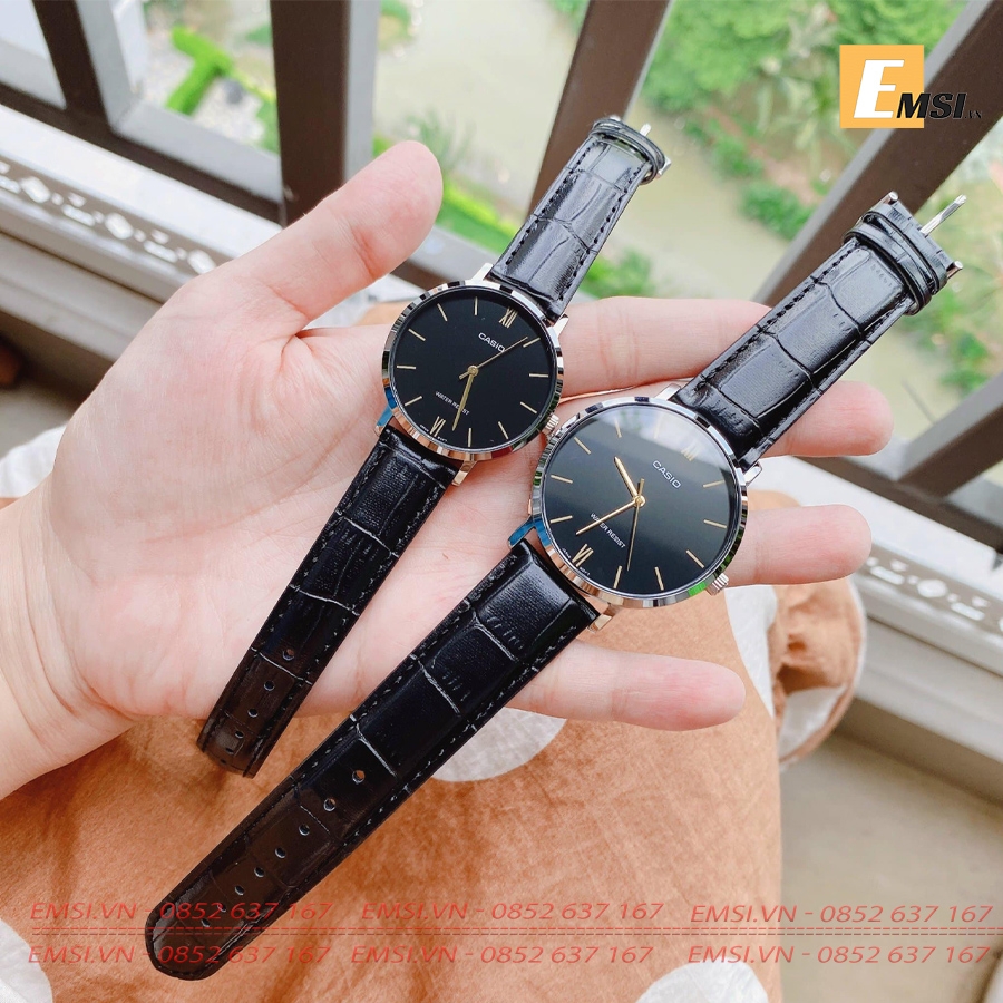 Đồng Hồ Casio Cặp Đôi MTP-VT01L-1BUDF & LTP-VT01L-1BUDF Dây Da - Mặt La Mã - Chống Nước EMSI.VN