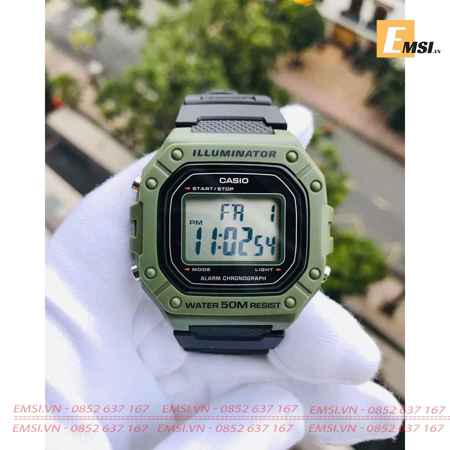 Casio W-218H-3A - Kính nhựa - Đồng hồ nam - Điện tử - Size mặt 43mm EMSI.VN