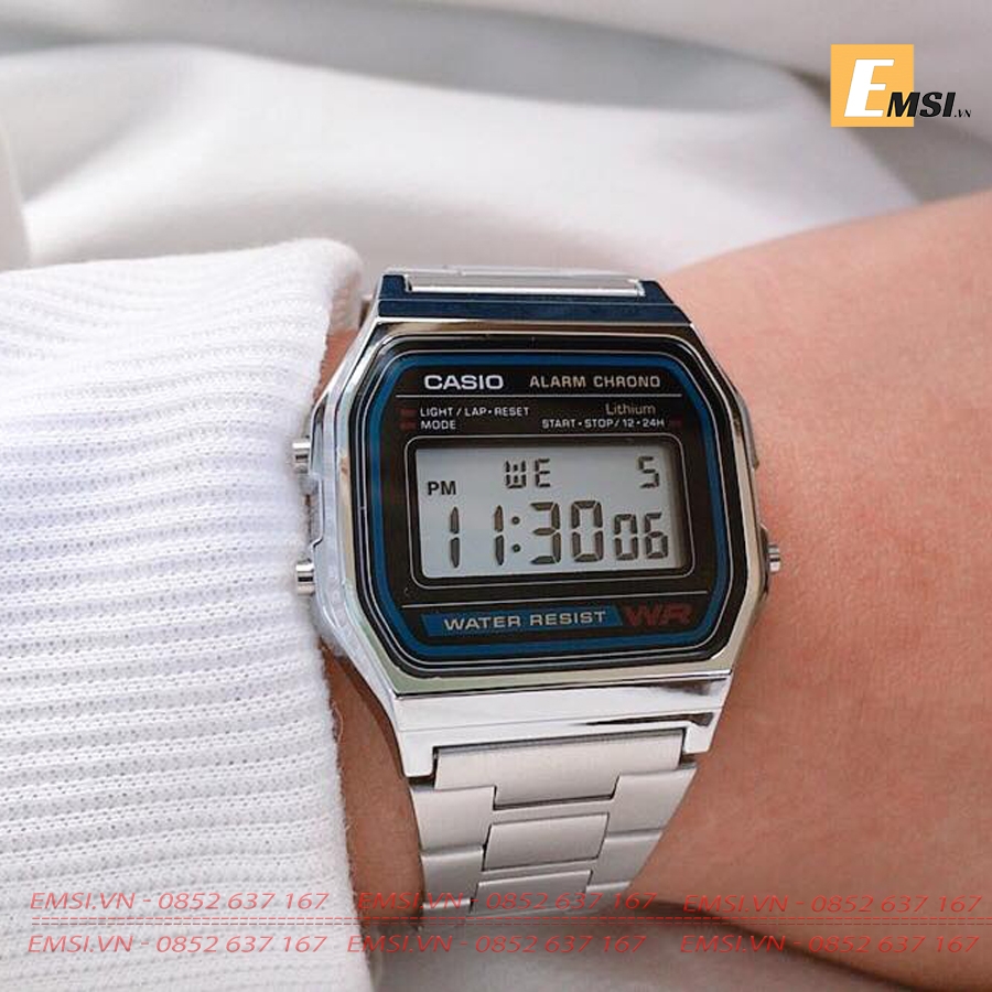 Casio A158WA-1D - Đồng Hồ Unisex - Điện Tử - Kính Nhựa - Size Mặt 36mm EMSI.VN