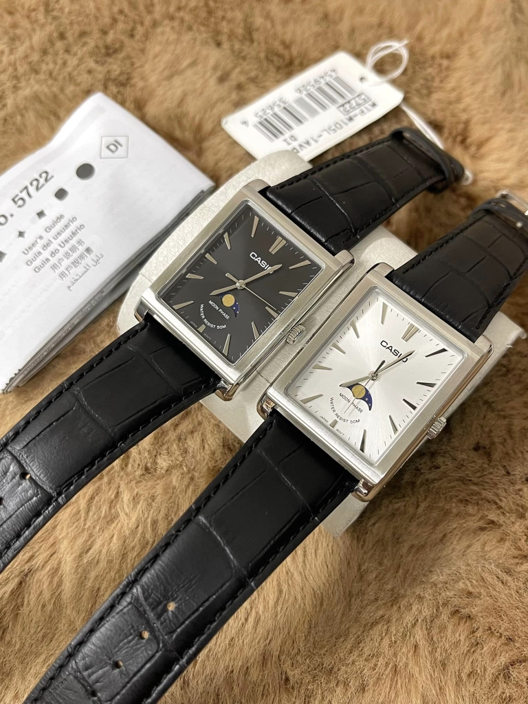 Đồng hồ nam Casio Moonphase MTP-M105L-7AVDF | Dây Da | Chu Kỳ Mặt Trăng