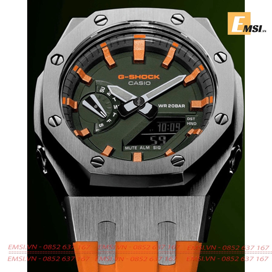 Đồng hồ Nam G-Shock GA-2100HC-4A – Custom AP Royal Oak Green Orange Special – 20ATM EMSI.VN
