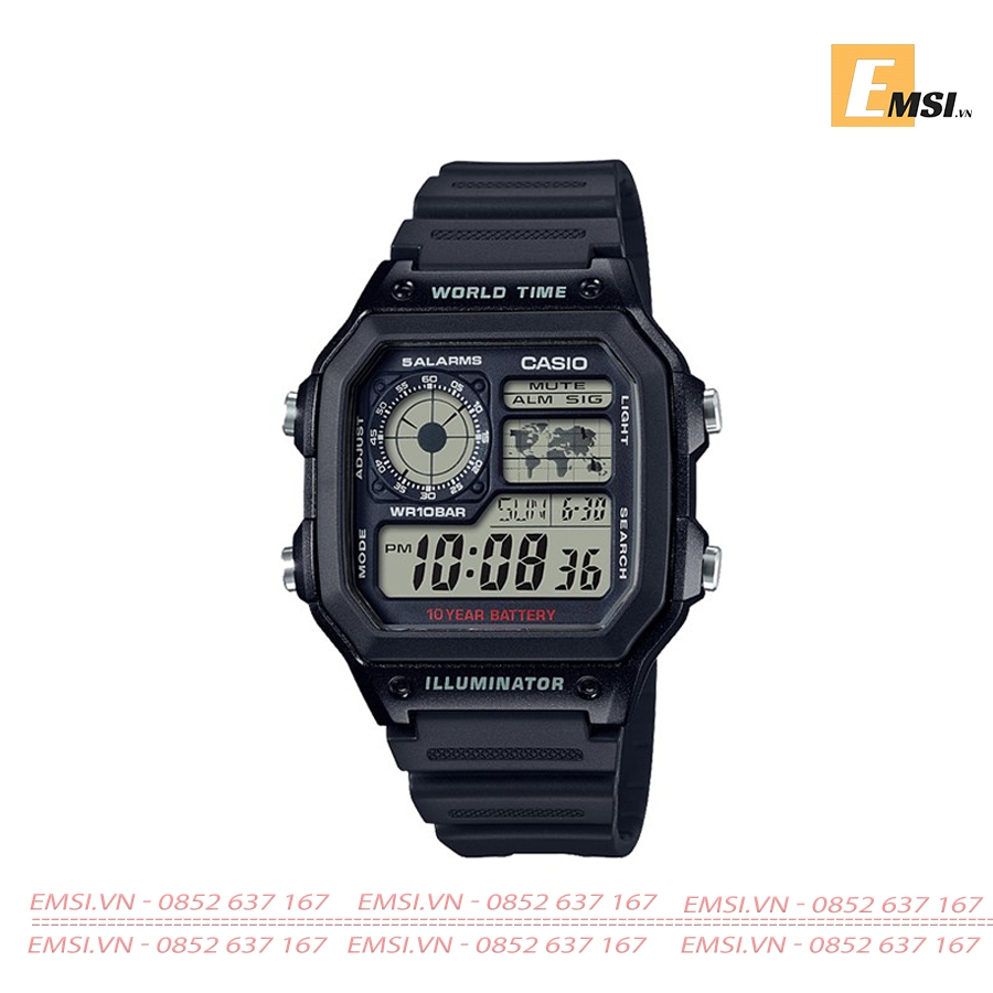 Casio AE-1200WH-1AVDF - Kính nhựa - Đồng hồ nam - Điện tử - Size mặt 42mm - Bảo Hành 5 Năm - Chính Hãng - Emsi.vn