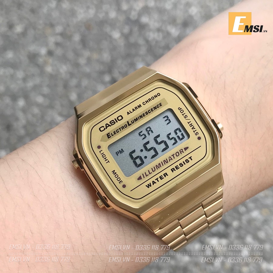 Đồng hồ Casio Nam A168WG-9WDF - 36mm Unisex - Kính Nhựa - Emsi.vn