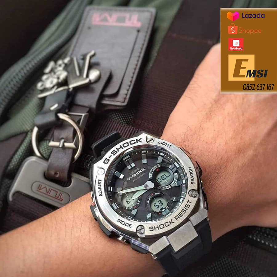 G-SHOCK GST-S110-1ADR – NAM – TOUGH SOLAR (NĂNG LƯỢNG ÁNH SÁNG) – DÂY CAO SU