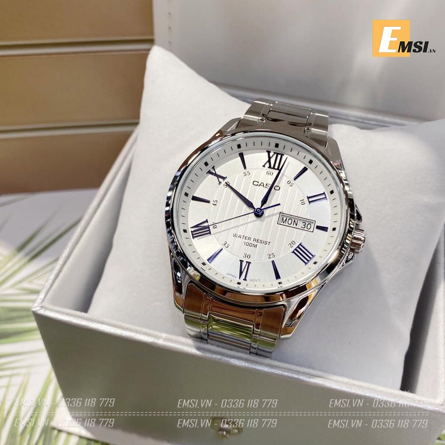 Đồng hồ Nam Casio MTP-1384D-7A2 - Dây Kim Loại – Quartz – 10ATM - Emsi.vn chính hãng