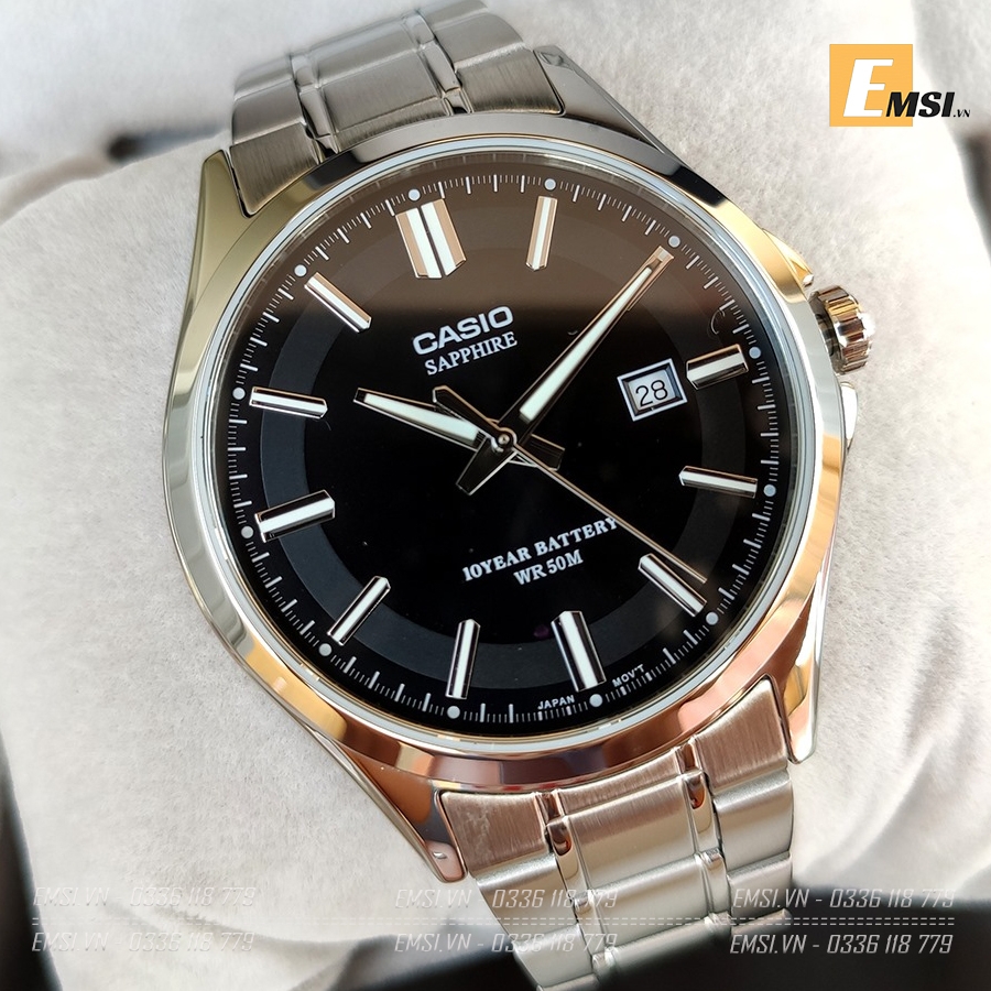 Đồng Hồ Casio Nam MTS-100D-1AVDF Dây Kim Loại - Kính Saphia - Tuổi Thọ Pin 10 Năm - Emsi.vn