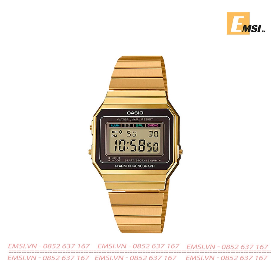 Casio A700WG-9ADF - Đồng Hồ Unisex - Điện Tử - Kính Khoáng - Size Mặt 35.5mm EMSI.VN