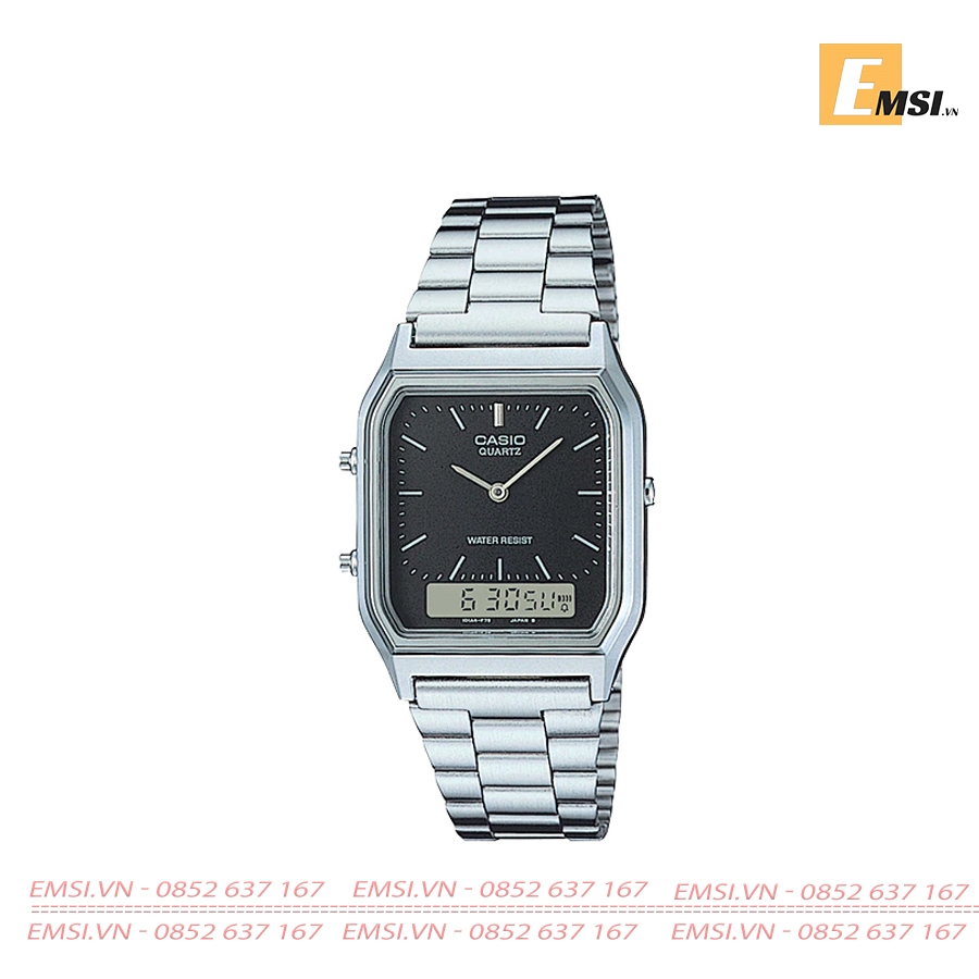 Casio AQ-230A-1DMQ - Đồng Hồ Unisex - Điện Tử - Kính Nhựa - Size Mặt 29.8mm - Bảo Hành 5 Năm - Chính Hãng