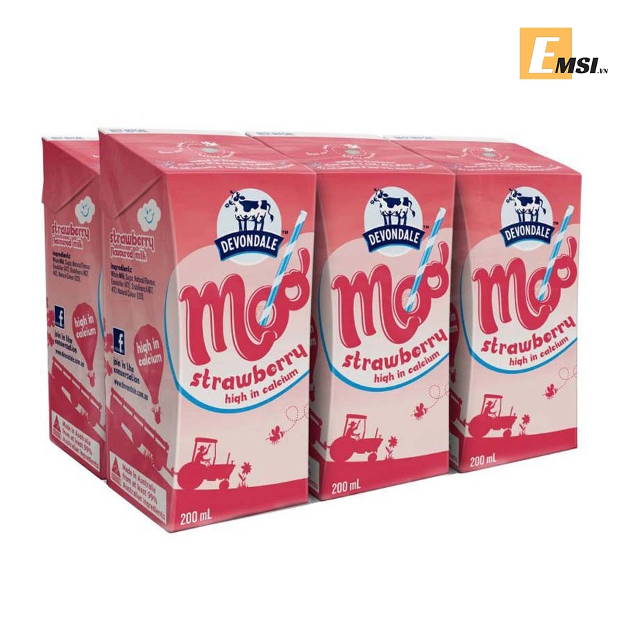 Sữa nước Devon Úc hàng nội địa vị dâu 200ml thùng 24 hộp