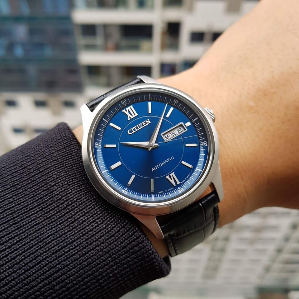 Citizen Automatic Đồng hồ nam dây da chính hãng  NY4050-03L  - Mặt Xanh (Sapphire)