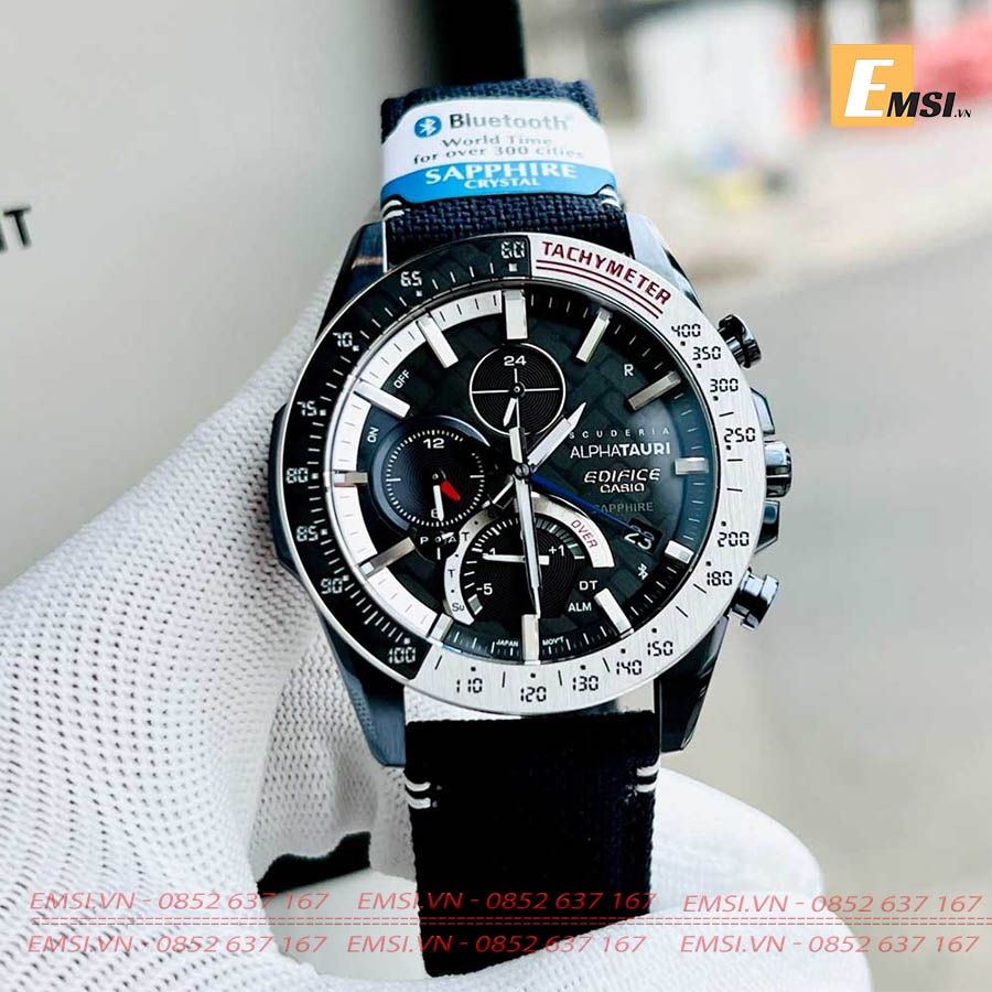 EQB-1000AT-1A | Đồng Hồ Casio | Edifice | Nam | Dây Vải | Phiên Bản Giới Hạn | Kết Nối Điện Thoại | Pin Năng Lượng