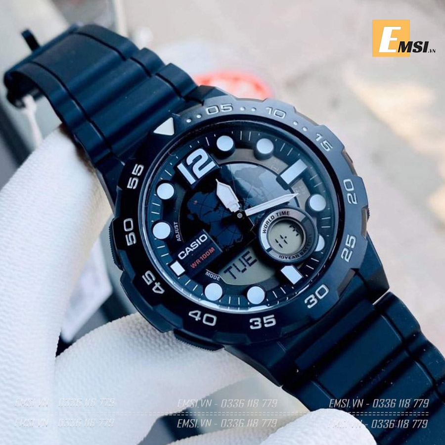Casio AEQ-100W-1A - Đồng Hồ Nam - Điện Tử - Kính Nhựa - Size Mặt 48mm - Bảo Hành 5 Năm - Chính Hãng -Emsi.vn