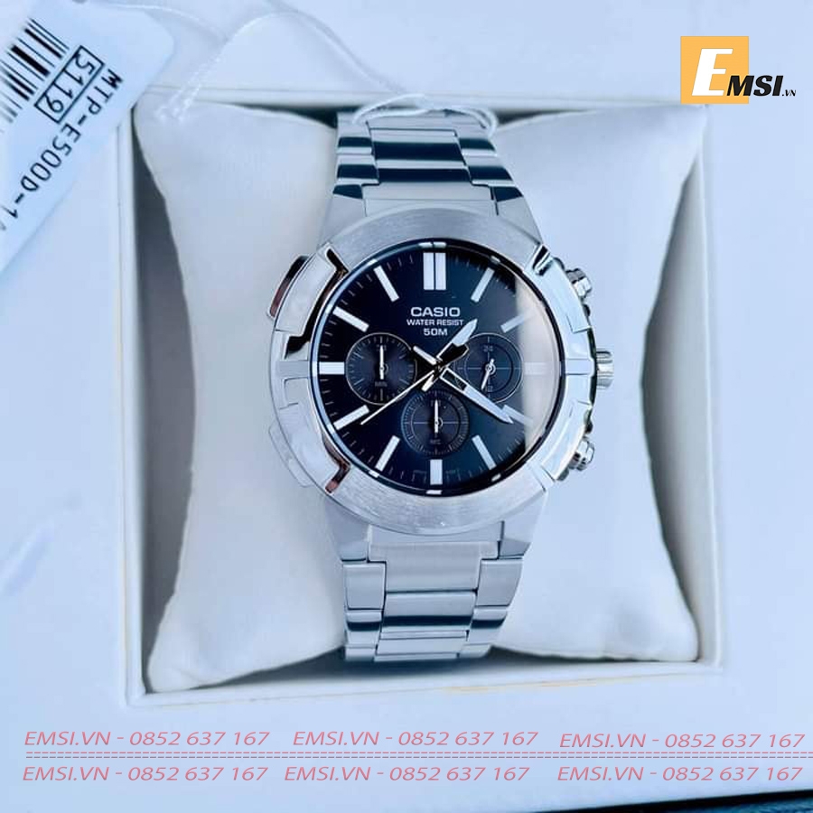 Đồng Hồ Casio Nam MTP-E500D-1A - Dây Kim Loại - Chống Nước WR50M - Size mặt 44mm EMSI.VN
